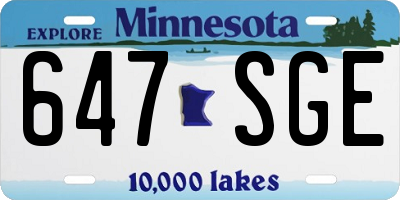 MN license plate 647SGE