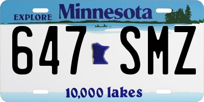 MN license plate 647SMZ