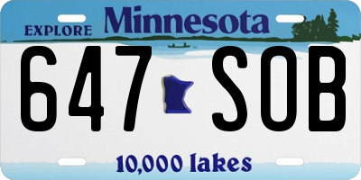 MN license plate 647SOB
