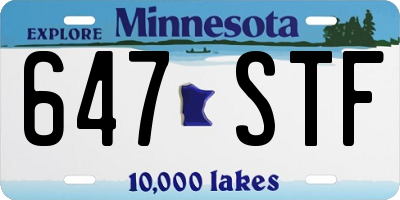 MN license plate 647STF