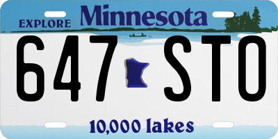MN license plate 647STO