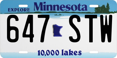 MN license plate 647STW
