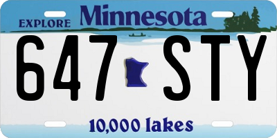 MN license plate 647STY