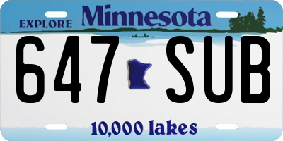 MN license plate 647SUB