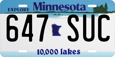 MN license plate 647SUC