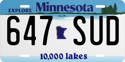 MN license plate 647SUD
