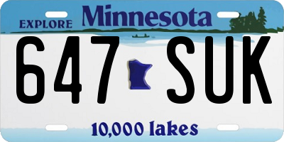 MN license plate 647SUK