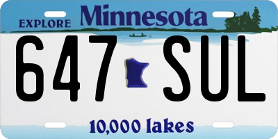 MN license plate 647SUL