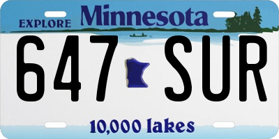 MN license plate 647SUR