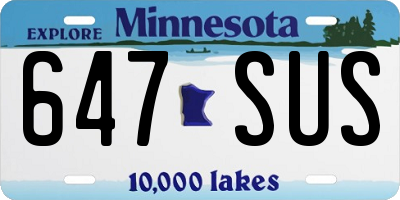 MN license plate 647SUS