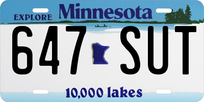 MN license plate 647SUT