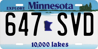 MN license plate 647SVD