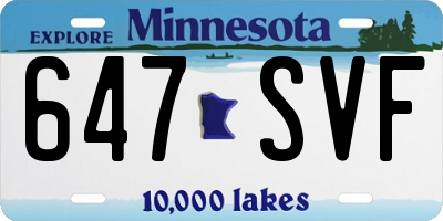 MN license plate 647SVF
