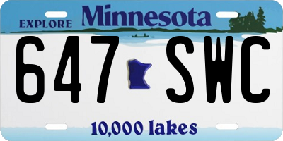 MN license plate 647SWC