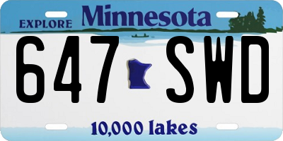 MN license plate 647SWD