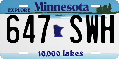 MN license plate 647SWH