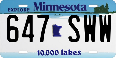 MN license plate 647SWW