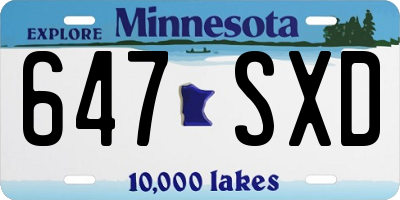MN license plate 647SXD