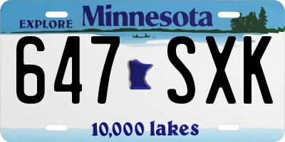 MN license plate 647SXK