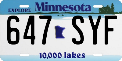 MN license plate 647SYF