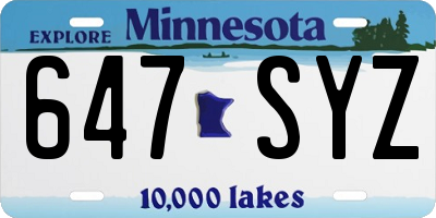 MN license plate 647SYZ