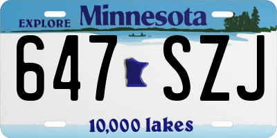MN license plate 647SZJ
