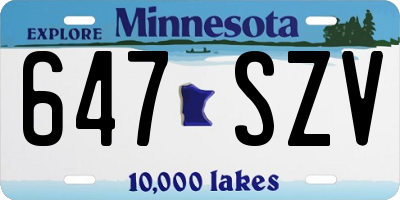 MN license plate 647SZV