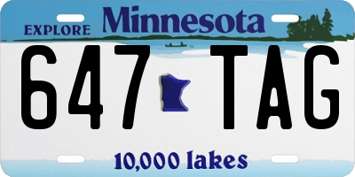 MN license plate 647TAG