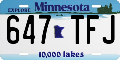 MN license plate 647TFJ