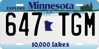 MN license plate 647TGM