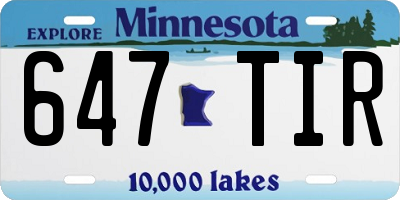 MN license plate 647TIR