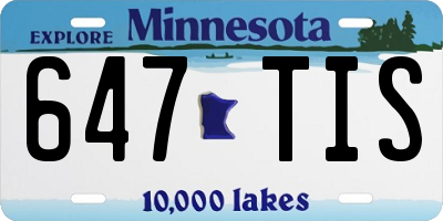 MN license plate 647TIS