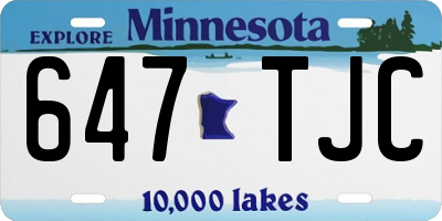 MN license plate 647TJC