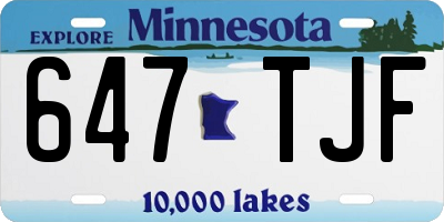 MN license plate 647TJF