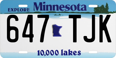 MN license plate 647TJK