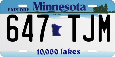 MN license plate 647TJM