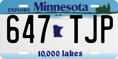 MN license plate 647TJP