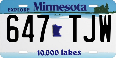 MN license plate 647TJW