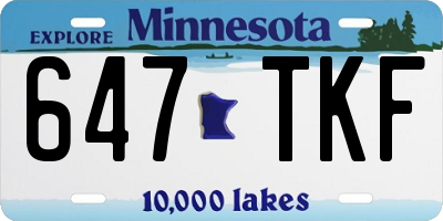 MN license plate 647TKF