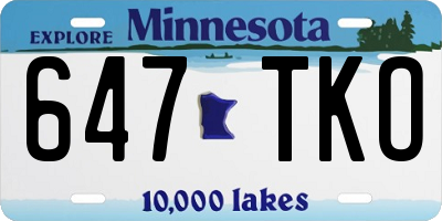 MN license plate 647TKO