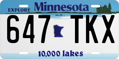 MN license plate 647TKX