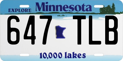 MN license plate 647TLB