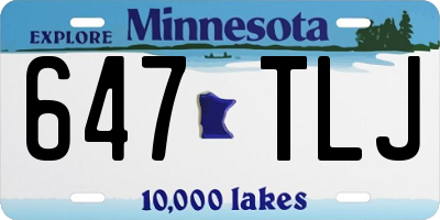 MN license plate 647TLJ