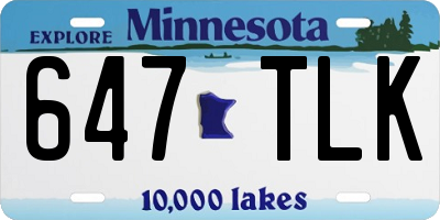 MN license plate 647TLK