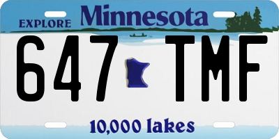 MN license plate 647TMF