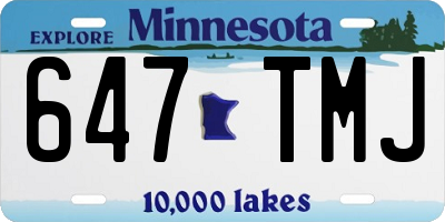 MN license plate 647TMJ