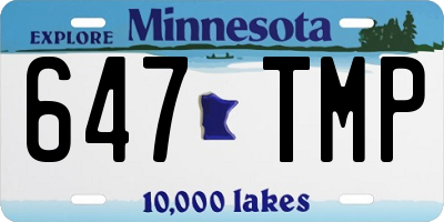 MN license plate 647TMP