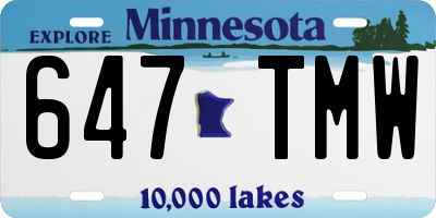 MN license plate 647TMW