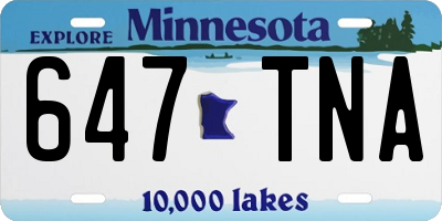 MN license plate 647TNA