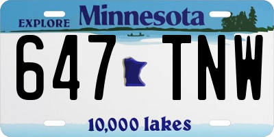 MN license plate 647TNW